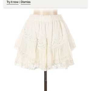 LoveShackFancy Cream Layered A-Line Skirt